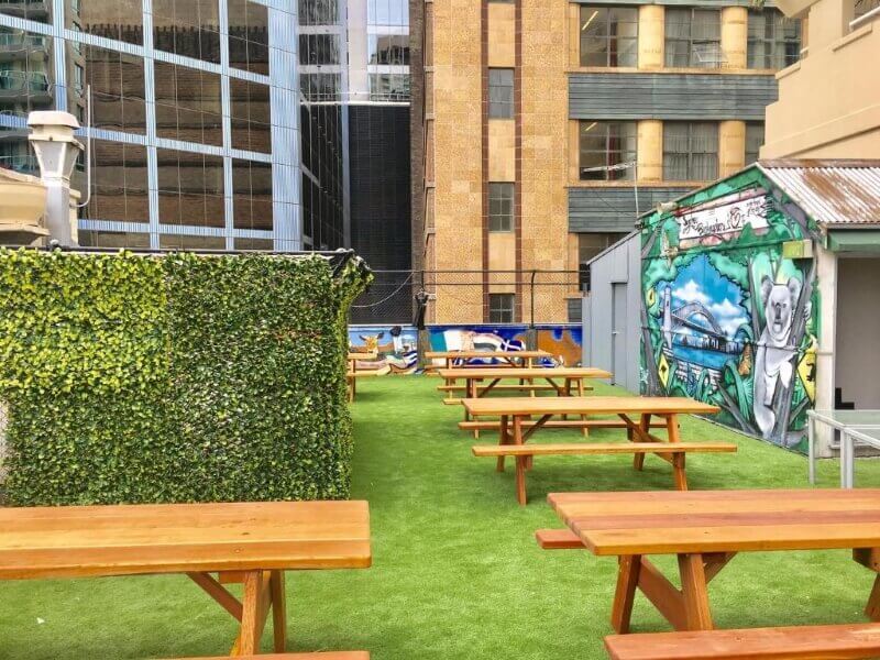 Billabong picnic table on a rooftop in Sydney CBD